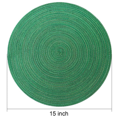 AHHFSMEI Round Braided Placemats Set of 6 Woven Table Mats for Dining Table Heat Resistant Easy to Clean Perfect for Kitchen & Home Decor (Christmas Green)