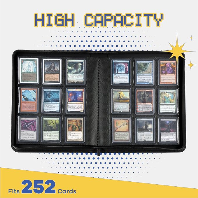 9-Pocket Toploader Binder, Clovecat Premium Card Book, Holds 252 Trading Card with 20 Removable Top-loader Sleeves, PU Card Holder Folders,Card Album for MTG, TCG, Yugioh, Game & Sports Cards (Pink)