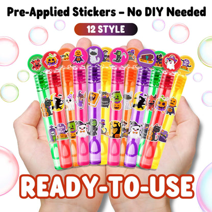 Halloween Party Favors for Kids – 24PCS Spooky-Themed Mini Bubble Wands, Great for Birthday Supplies, Piñata Fillers, Goodie Bags & Classroom Rewards