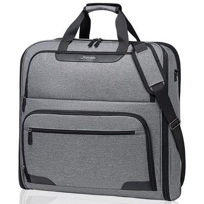 Garment Bags for Travel, Double Layered Carry on Garment Bag with Shoulder Strap, Foldable Suit Travel Bags for Men, Wrinkle Free Garment Travel Bag for Hanging Clothes, Dark Grey