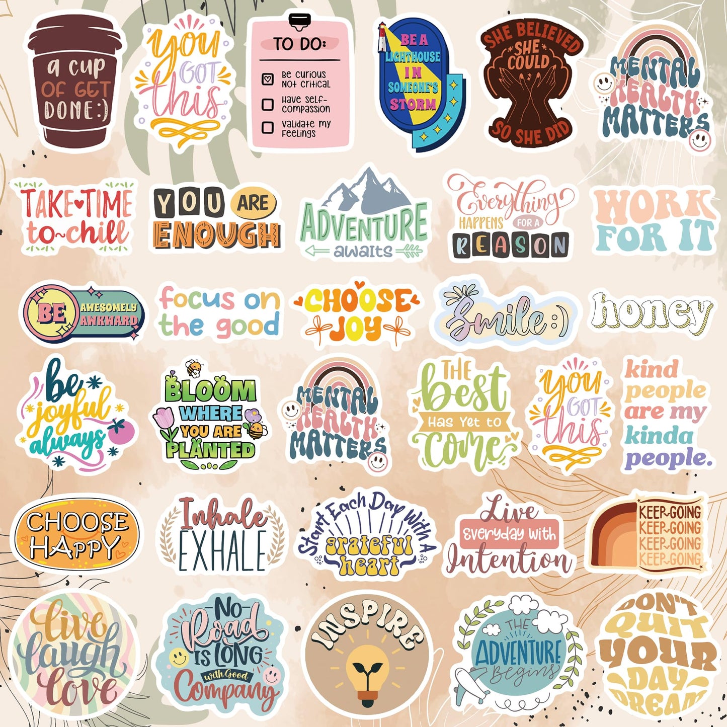 300PCS Motivational Stickers for Vision Board by Puraesla Water Bottles Laptops, Inspirational Quote Waterproof Vinyl for Journals Cups, Affirmation Boho Stickers for Women Holographic