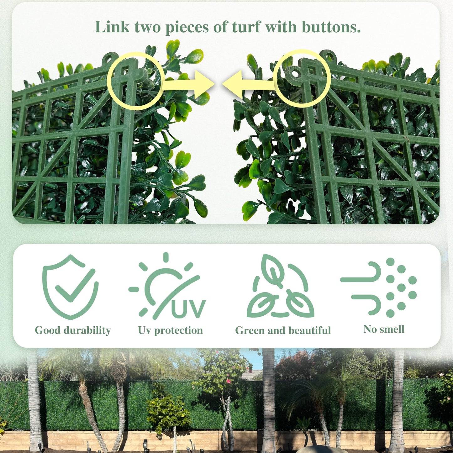 ODTORY Artificial Greenery Grass Wall Panel, 10x10 Inch 6-Pack (4.2 sqft), UV-Anti Fake Ivy Fence Privacy Screen Green Boxwood Covering for Indoor and Outdoor Home Wall Decor