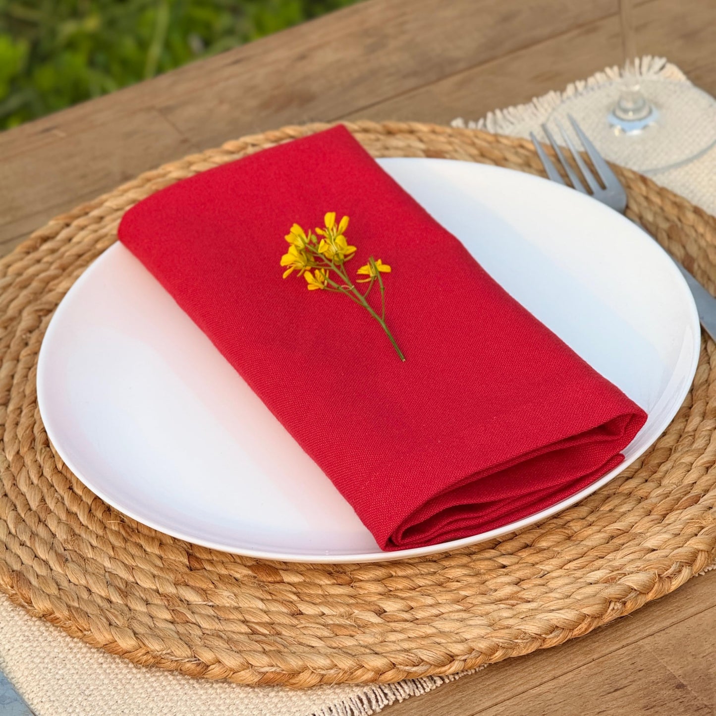 Hausattire Reusable Napkins Cloth Washable 100% Cotton 18x18 Inch Dinner Table Napkin Home Banquet Party Wedding |Mother's Day Set of 12 Cloth Napkins Decor|Red