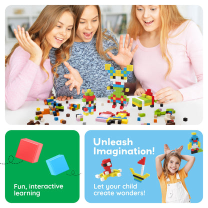 PicassoTiles 100pcs 0.5” Pixel Magnetic Puzzle Cube Mix & Match Cubes Sensory Toys STEAM Education Learning Building Block Magnets Children Construction Toy Set Stacking Magnet Creative Kit PMC100