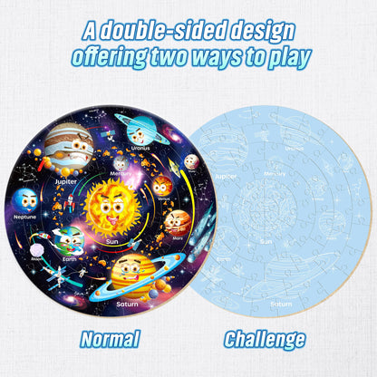 SYNARRY Solar System Floor Puzzles for Kids Ages 4-8, Large 70 Piece Jigsaw Puzzles for Kids Ages 4-6, Space Planet Astronaut Toys Puzzles, Preschool Learning Toys, Easter Basket Stuffers for Boy Girl