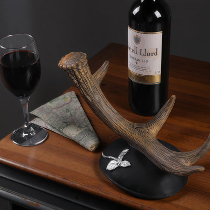 Zipenghua Antler Wine Bottle Rack, Rustic Resin Countertop Single Wine Bottle Holder, Practical Home Tabletop Decor Craft for Living Room, Dining Room, Cellar, and Bar
