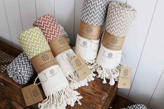 Madamelique Exclusive Hand Towels Set of 2-18 x 40 Inches - Decorative Bathroom Peshtemal Towel for Hand, Face, Hair, Yoga, Tea, Dishcloth, Kitchen and Bath - 100% Pure Cotton (Vintage Beige)