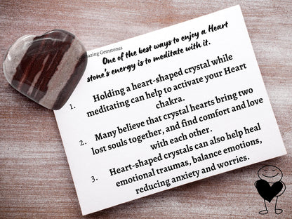 Amazing Gemstone Shiva Lingam Narmada Crystal Heart Palm Stone - Pocket Massage Worry Stone for Natural Body Chakra Balancing, Reiki Healing and Crystal Grid