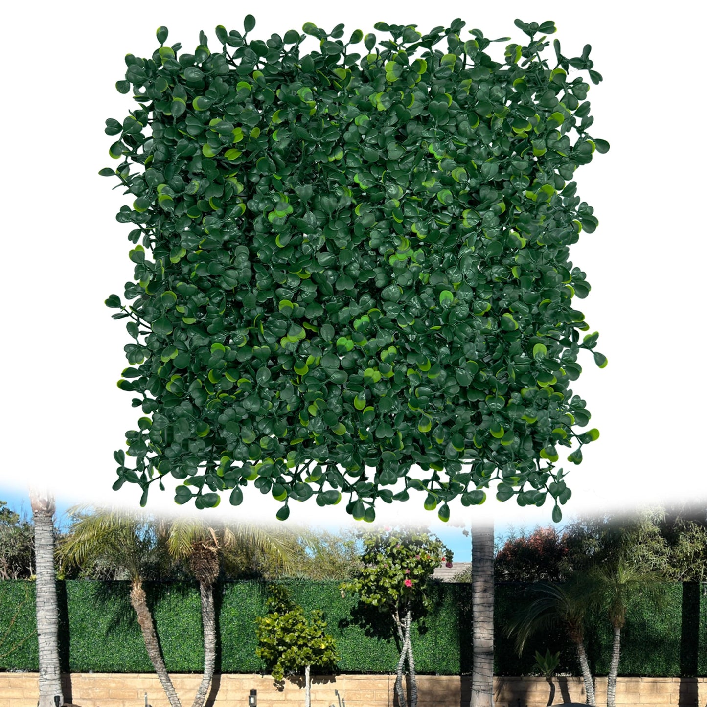 ODTORY Artificial Greenery Grass Wall Panel, 10x10 Inch 20-Pack (14 sqft), UV-Anti Fake Ivy Fence Privacy Screen Green Boxwood Covering for Indoor and Outdoor Home Wall Decor