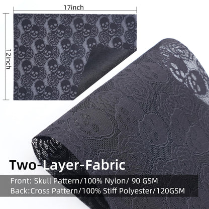 6pcs Placemats- Black lace Placemats 12 * 17 inches fo Halloween Decor, Skull Rose Design Dinning Table mats for Cocktail Party, Halloween, Wedding, Tea Party and Home Decor Projects. (6 pcs)