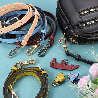uxcell Genuine Leather Bag Strap Replacement Adjustable Crossbody Bag Straps, 37.4-45.3 Inch Purse Strap for Shoulder Bag Handbag Purse, Blue, Gold Buckle