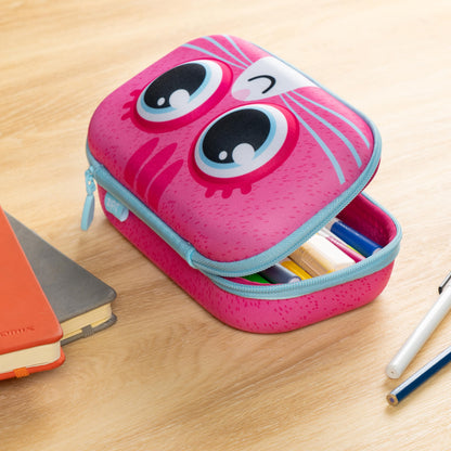 ZIPIT Kitty Pencil Box for Girls, Large Capacity Cute Pencil Case for School, Stationery Organizer Box