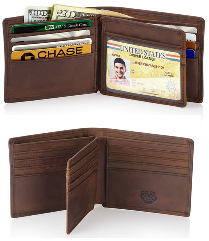 Stealth Mode Leather Bifold Wallet for Men With ID Window and RFID Blocking