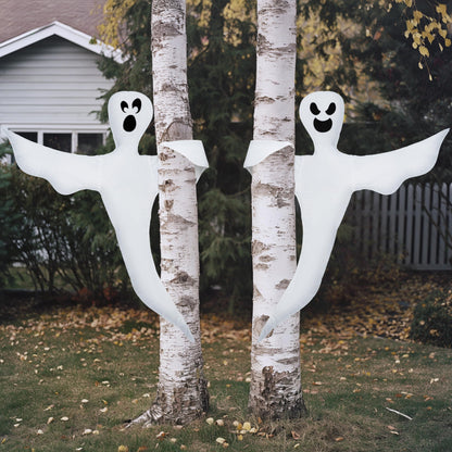 JOYIN Halloween 2 Pcs Tree Wrap Ghost Decoration Outdoor, 53” Bendable Flying Ghost for Trees Yard Lawn Garden Prop, Party Supplies, Haunted House Indoor Decor
