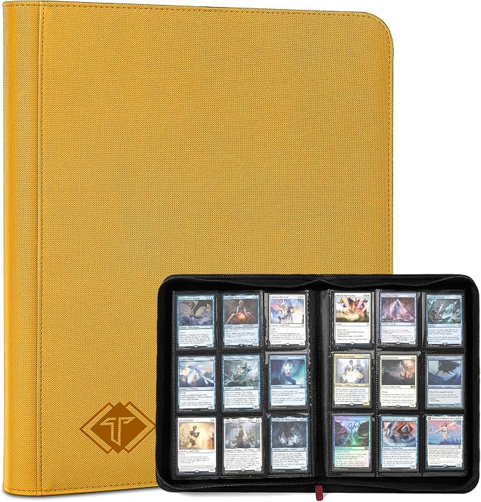 Trading Card Binder, Card Binder Album Folder Book Fit for MTG Baseball Football Sports Cards, Easy to Use Card Collection Binder (Yellow, 432 Pockets)
