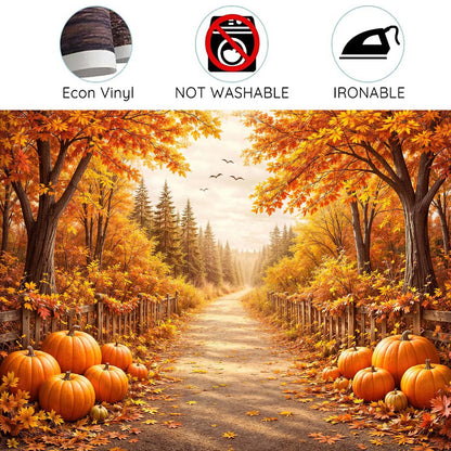 Bondjos Fall Photography Backdrop, Fall Pumpkin Rustic Country Road Maple Leaf Forest Photo Backdrop,Vibrant Photoshoot Backdrop, Photo Booth Background for Autumn Thanksgiving Halloween Party Decor