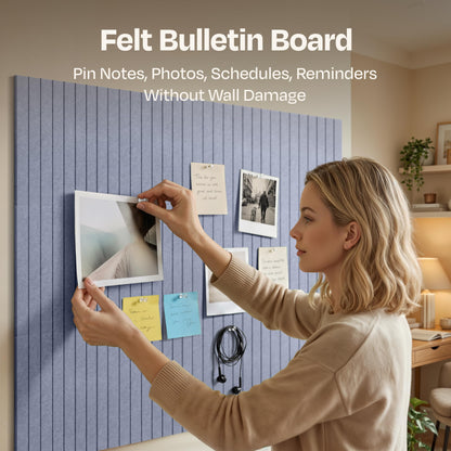 Ekkogo X-Large Cork Board Alternative 12-Pack Felt Bulletin Board Thick and Decorative Pin Board for Home Office Walls 47.24 x 35.43 Inches with 72 Adhesive Tabs - [Dusky Gray]