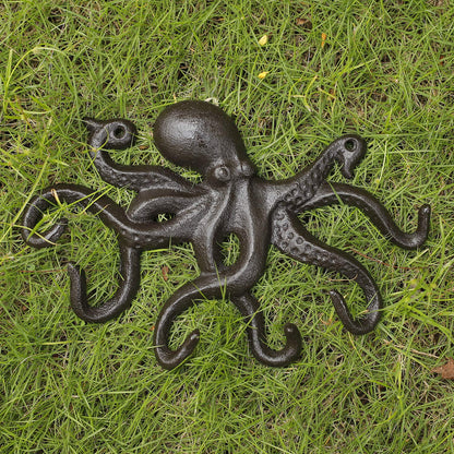ChasBete Key Holder for Wall, Octopus Coat Hooks Wall Mounted Towel Hooks, Heavy Duty Key Hooks Decorative with 6 arms