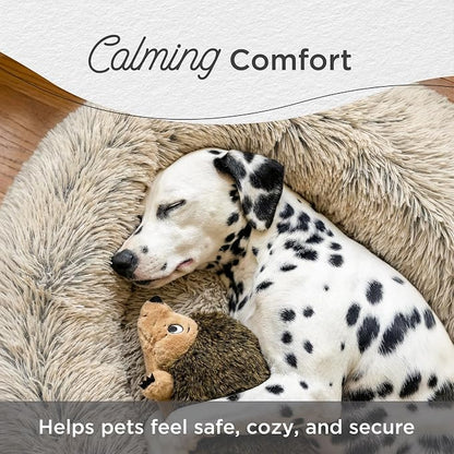 Best Friends by Sheri The Original Calming Donut Dog Bed for Small Dogs up to 25 lbs, Shag Faux Fur, Cotton Candy Pink, 23" x 23"