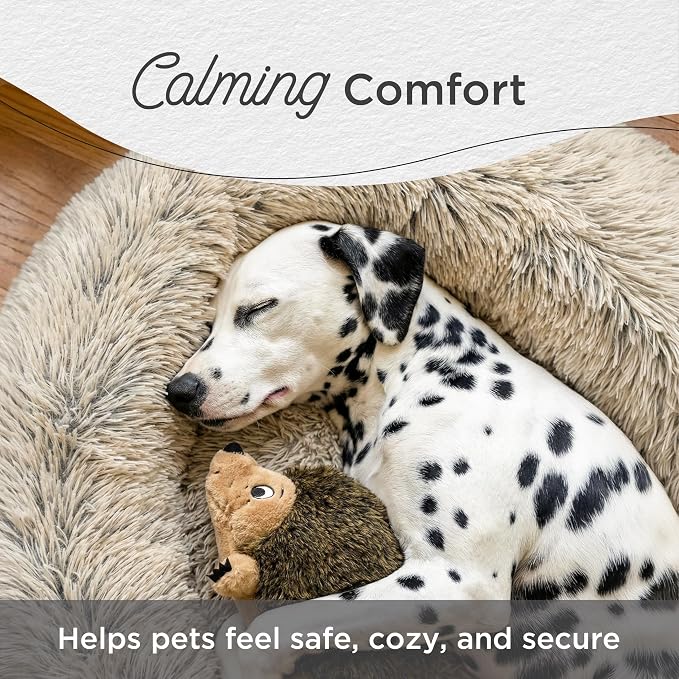 Best Friends by Sheri The Original Calming Donut Dog Bed for Large Dogs up to 100 lbs, Shag Faux Fur, Denim Blue, 36" x 36"