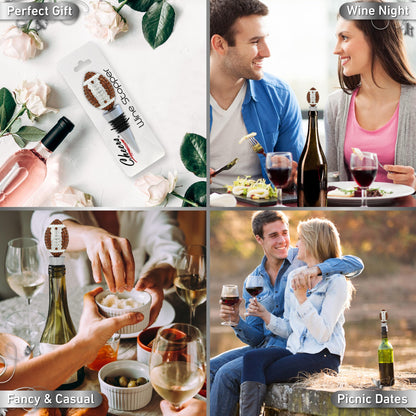 Cheers Silver Football Wine Bottle Stopper with Rhinestone Crystals - Cute Sparkling Sports Seal Topper for Wine Bottles, Unique Bar Gifts for Women and Men