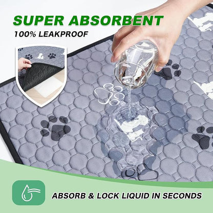 WanpeeGoo Washable Pee Pads, Puppy Pee Pad for Dogs, 2 Pack Absorbent Reusable Training Dog Pads Pet Puppy Pads, Non-Slip Potty Pads for Whelping, Playpen, Crate, Bed, Grey 24"x48"
