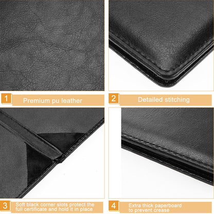 Tenare Leather Certificate Holder 8.5 x 11 Inch PU Phd Bachelor Master Diploma Cover Professional Award Folder for Official End of Year Graduation Competition Contest Charity(Black,10 Pcs)