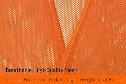PeerBasics Safety Vests 20 Pack - Orange Reflective High Visibility, Men Women, Work, Cycling, Runner, Surveyor, Volunteer, Crossing Guard, Road, Construction