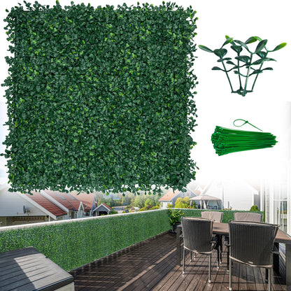 ODTORY Artificial Boxwood Wall Panels 20x20 inch 8Pcs, UV-Anti Faux Greenery Grass Hedge for Privacy Screen，Fake Ivy Plant Fence for Outdoor Garden, Backyard, Balcony, and Indoor Home Decoration