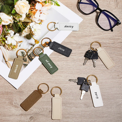 Wavyknot 48 Pcs Leather Keychains Blank Bulk PU Leather Laser Engraving Keychains Gift for Men Women Christmas Birthday (Elegant Color)