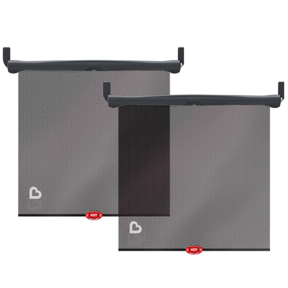 Munchkin Brica Sun Safety Car Window Shade with Heat Alert, Helps Block UVA/UVB Rays, 2 Pack, Black