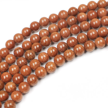 MJDCB AAA Natural Gold Sand Gemstone Loose Round Beads Spacer Beads for Jewelry Making (8mm)