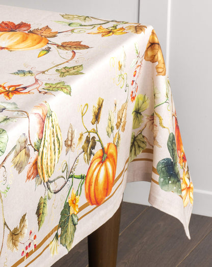 Maison d' Hermine Table Cloth Rectangle Table 100% Cotton 60 x 120 Inches Fall Tablecloth Reusable Everyday Use for Thanksgiving Christmas Decorations Dining Farmhouse Party (Potiron)