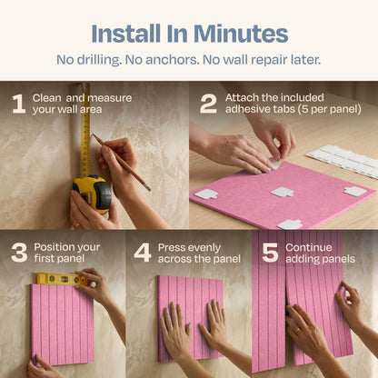 Ekkogo X-Large Cork Board Alternative 12-Pack Felt Bulletin Board Thick and Decorative Pin Board for Home Office Walls 47.24 x 35.43 Inches with 72 Adhesive Tabs - [Chic Pink]