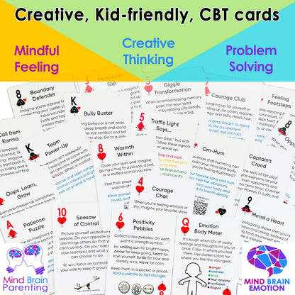 Mind Brain Emotion 52 Essential Coping Skills for Kids: Mindfulness CBT Cards for Stress, Anxiety, Anger, Executive Functioning, Coping Strategies for Anxious Generation, Family, School Therapy Game