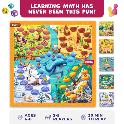 Clever Fox Play Number Hunter Math Board Game – Addition & Subtraction Math Game for Kids 5-7 Year Old – Fun Educational STEM Toy for 5+ Year Old, Kindergarten, 1st-3rd Grade, Homeschool & Family