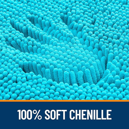OLANLY Bathroom Runner Rugs 59x24, Soft Absorbent Chenille Bath Rugs, Rubber Backing Quick Dry, Machine Washable Long Bath Mats for Bathroom Floor, Tub and Shower, Home Decor Accessories, Aqua Sky