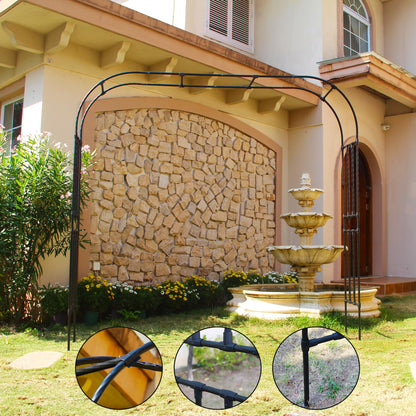 SCENDOR Arch for Climbing Vines Garden Arbor 94.5" H x 98.4" W Lightweight Metal+PE Coated Archway Trellis Flower Frame Plants Vine Frame Rose Support Outdoor Easy to Assemble, Black