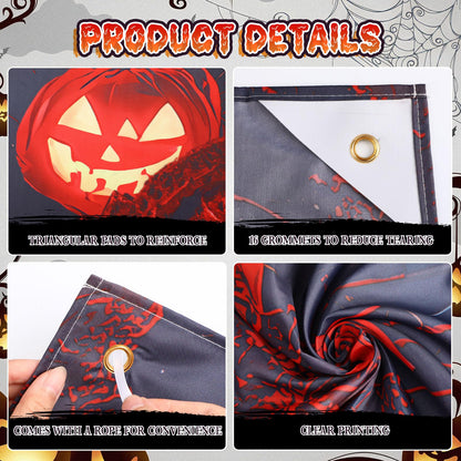 Remagr 7 x 16 ft Halloween Garage Door Banner Large Halloween Hanging Backdrop Door Cover Gloomy Skull Garage Wall Decoration Backdrop Mural for Party Wall Window Yard Outdoor Holiday (Spooky)