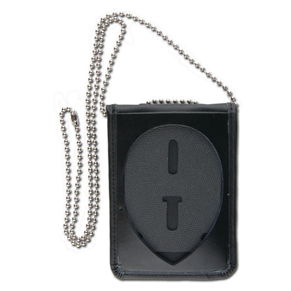 Rothco Leather Neck Identification Badge Holder, Black