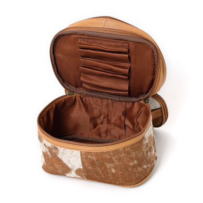 Merbaa Jewelry Travel Organizer, Waterproof Leather Bag - Storage Organizer, Groom & Bridesmaid Wedding Gifts, Full Grain Leather, Handmade Travel Case (Tan)