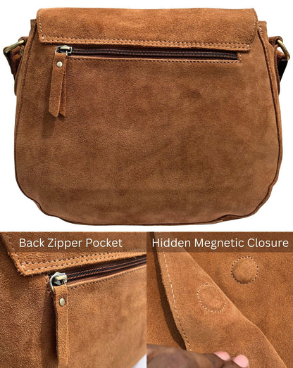 Leather Shoulder Bag for Women - Leather Vintage Crossbody Saddle Bag Purse - Boho Sling Bag Travel Satchel for Ladies