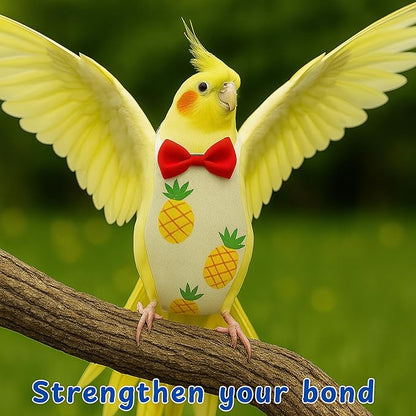 Pigeon Diaper Harness and Bird Leash Set, Birds Diapers for Pigeons and Stretch Leash Pigeon Harnesses, Diapers for Cockatiel Parrot Parakeet, Macaw Harness and Leashes, Pants (M-Yellow)