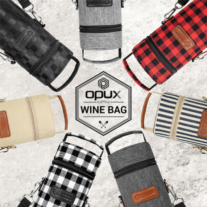 opux Wine Bag Single Bottle Carrier Tote, Insulated Wine Cooler Bag for Travel Picnic Beach with Shoulder Strap, Thermal One Bottle Holder Carrying Case Wine Gift for Women Men, Heather Light Gray