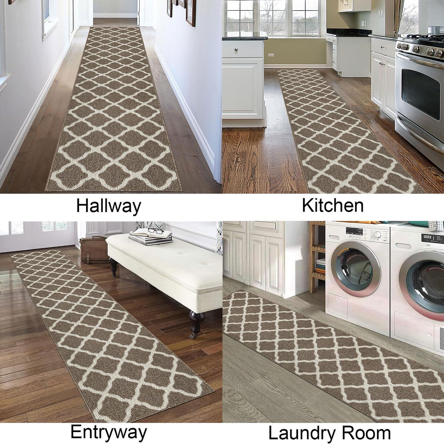 SHACOS Dirt Trapper Runner Rugs 2'x6' Non Slip Washable Hallway Kitchen Runner Rug Long Door Mats Rug Runner Carpet Runners for Garage Laundry Room Entryway, Brown