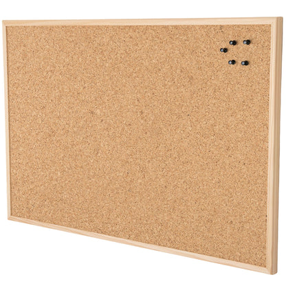 Go4Cork Framed Cork Bulletin Board - 35.4”x 23.6” | Wall Mounted Premium Double-Sided Pine Frame Eco Cork Memoboard | Office Home Classroom Organization Decor | Pushpins & Set Up Accessories Included