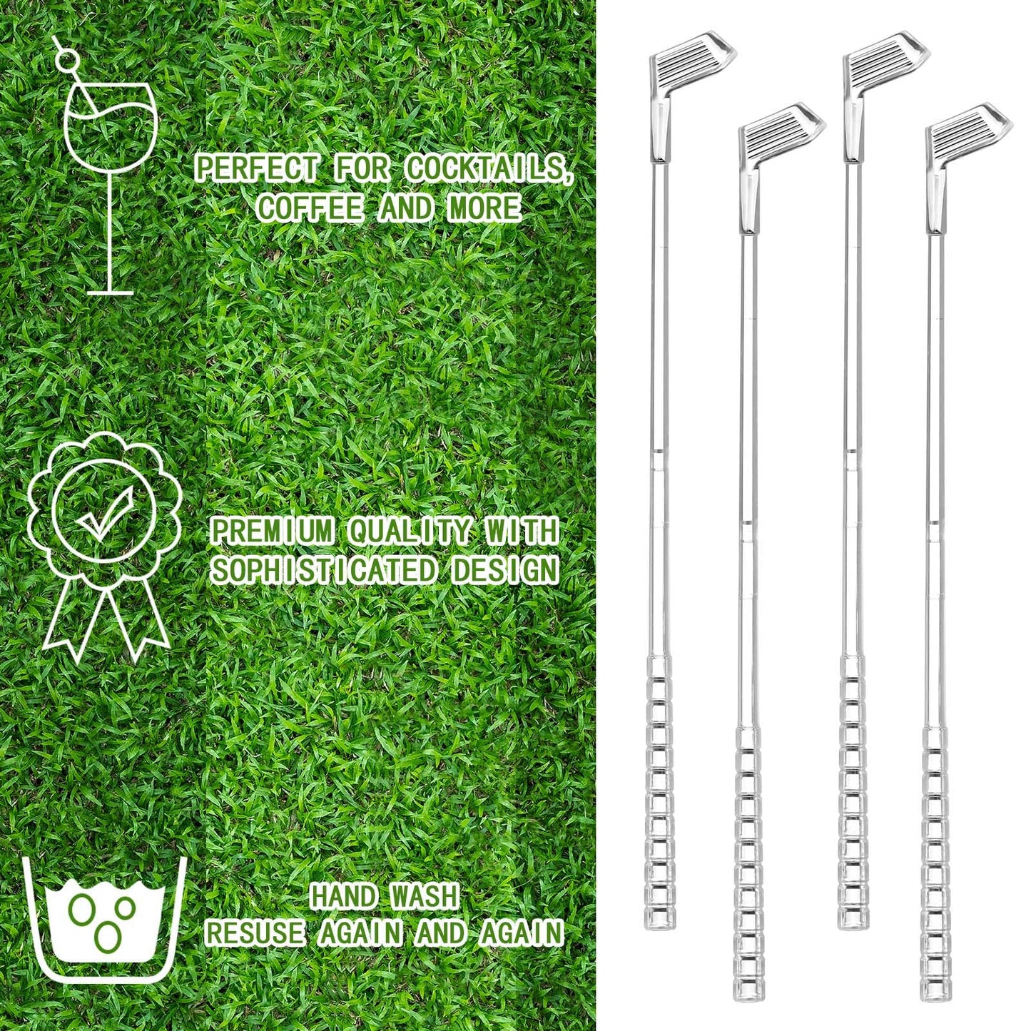 Qinyoung 200 Pcs Golf Cocktail Stirrers Swizzle Stir Sticks 7.3 Inch Plastic Drink Stirrer Sticks for Cocktails Coffee Liquor Cake Pops Golfing Club Gifts Golf Party Favors Decorations (Clear)