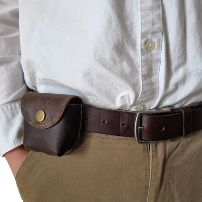 Cowhide Leather Zyn Holder- Vintage Handmade Brown Thick Grain Leather Dip Can Holster-Snuff Holder Compatible with ZYN, Copenhagen, Skoal, Kodiak, etc-Belt Accessories for Men