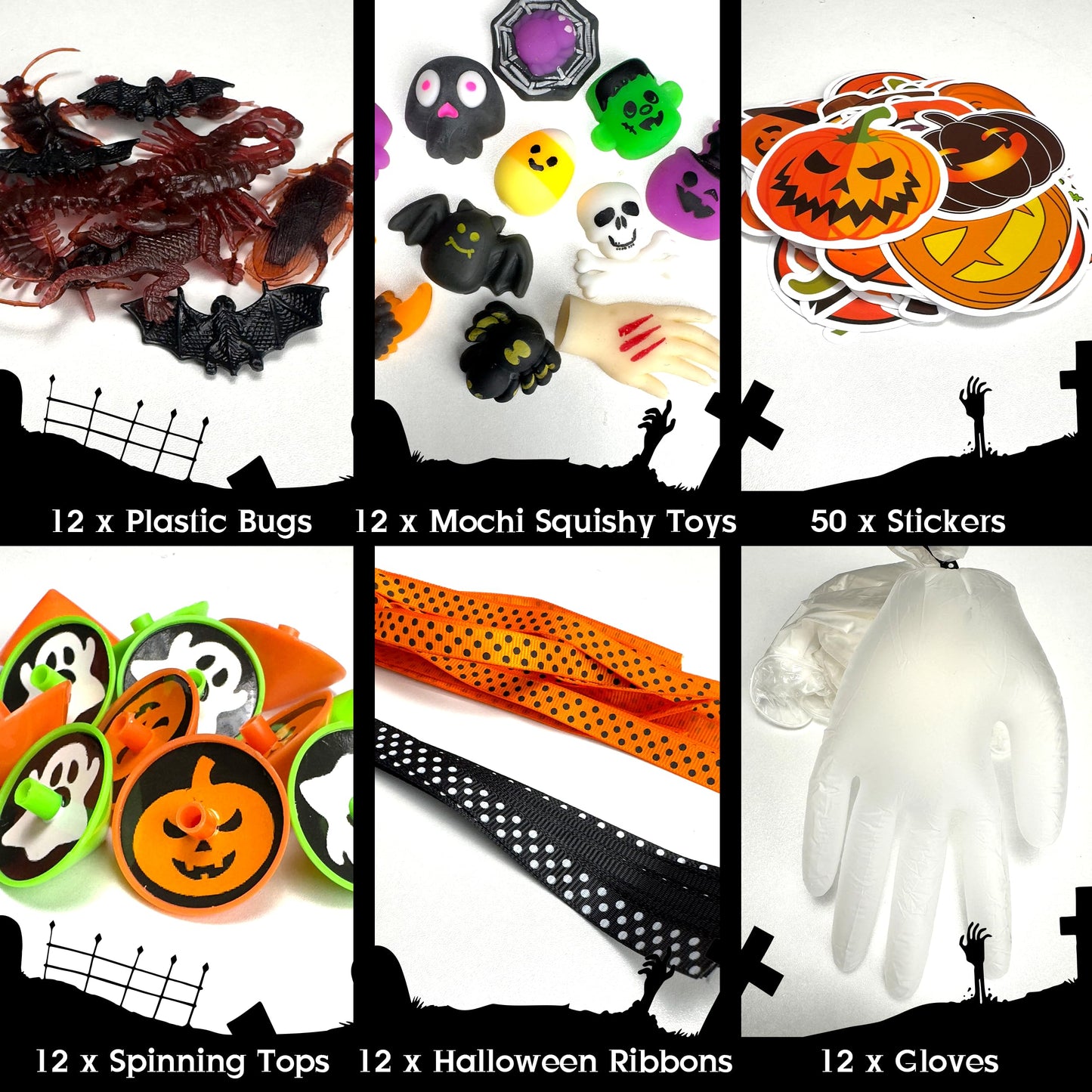 LINAYE 220PCS Halloween Party Favors for Classroom Kids, Non-Candy Halloween Classroom Gifts, Gloves Stuffed Toys Bulk Treat Goodie Bag Fillers Stuffers for Kids