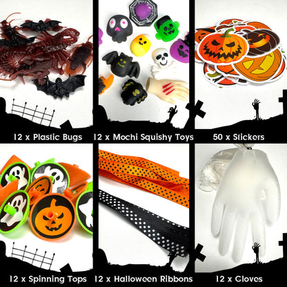 LINAYE 220PCS Halloween Party Favors for Classroom Kids, Non-Candy Halloween Classroom Gifts, Gloves Stuffed Toys Bulk Treat Goodie Bag Fillers Stuffers for Kids